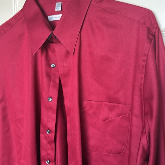 Geoffrey Beene sateen button up shirt red burgundy Long sleeved XL 17 34/35 - Picture 2 of 5